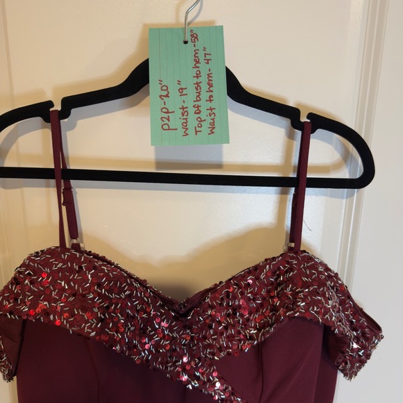 FAERESTY Off Shoulder Beaded Mermaid Gown Burgundy Formal Evening Dress 2XL - Picture 7 of 7